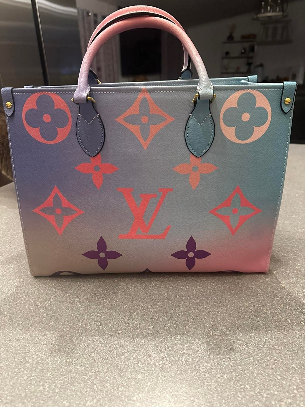 ON HOLD!! Gradient Pastel OnTheGo GM Tote in BLUE & Pink NOT PURPLE!